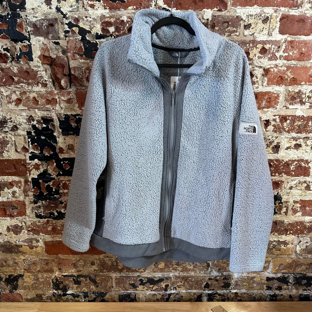 The North Face Women's XL Full zip Fleece Gray Zip Mock Neck High Pile